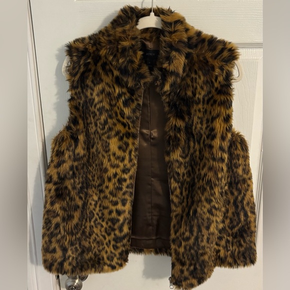 J. Crew Animal Print Faux Fur Vest - Picture 1 of 2